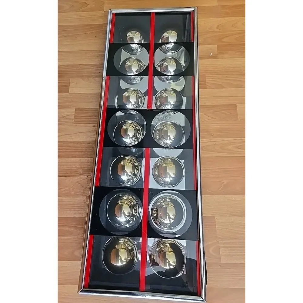 Vintage 1960s Ron Fritts Op Art Wall Mirror Shadow Box Hanging Sculpture Signed